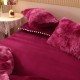 Lenjerie Fluffy Grena-Alb 6 Piese Pat Dublu – Moale, Călduroasă și Elegantă, LCF-010 Lenjerii Cocolino Fluffy