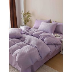 Set Lenjerie de Pat, Bumbac Tip Jacquard Finetat, 6 Piese, Lila, LDJ-010