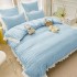 Lenjerie Bumbac Creponat, 6 Piese, Pat 2 Persoane, Blue, LFC-009