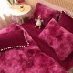 Lenjerie Fluffy Grena-Alb 6 Piese Pat Dublu – Moale, Călduroasă și Elegantă, LCF-010 Lenjerii Cocolino Fluffy