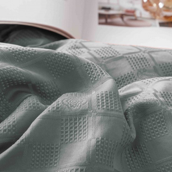 Set Lenjerie de Pat, Bumbac Tip Jacquard Finetat, 6 Piese, Gri, LDJ-052 Lenjerii Jacquard cu Finet