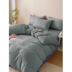 Set Lenjerie de Pat, Bumbac Tip Jacquard Finetat, 6 Piese, Gri, LDJ-052