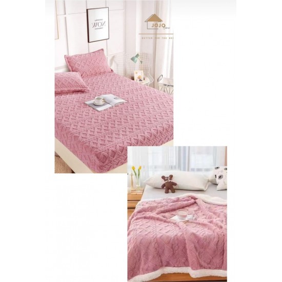 Set Patura Cu Blanita, Cu Cearsaf, Cu Elastec, Plus 2 Fete De Perna, roz Paturi