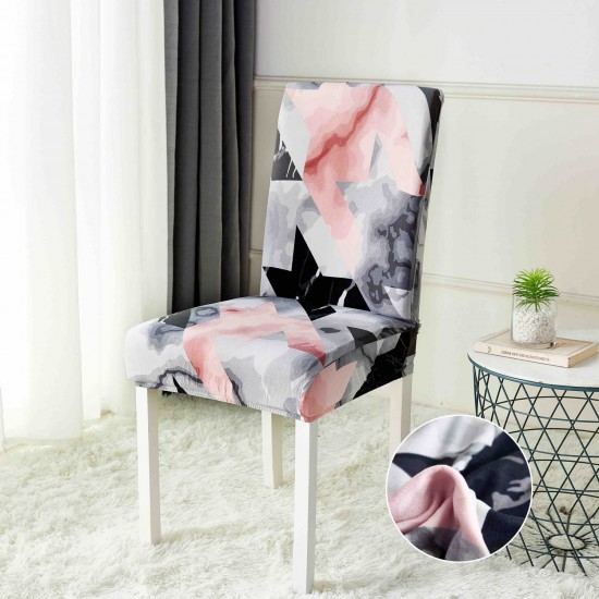 Set 6 Huse Universale pentru Scaun Elastice – Model Abstract Roz, Gri și Negru, HSJ-009 Huse Scaune 6 piese