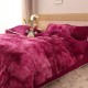 Lenjerie Fluffy Grena-Alb 6 Piese Pat Dublu – Moale, Călduroasă și Elegantă, LCF-010 Lenjerii Cocolino Fluffy
