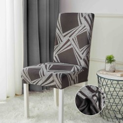 Set 6 huse universale pentru scaun, Gri-Alb, forme geometrice, HSJ-011