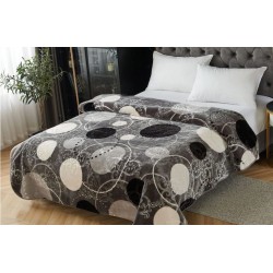 Patura Cocolino dubla si pufoasa perfecta pentru sezonul rece 200 x 240 cm, Gri-Alb, cercuri, PCM-018