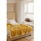Patura Cocolino cu Blanita, Model Tricotat, Pat 2 Persoane, 200x230 cm, Galben, PCT-006 Patura cu Blanita tip Tricotaj