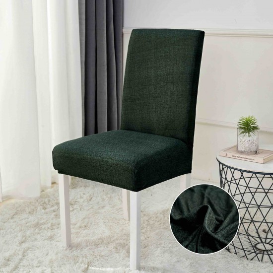 Set 6 Huse Universale pentru Scaun Elastice – Model Verde Închis Uni, HSJ-015 Huse Scaune 6 piese