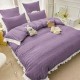 Lenjerie Bumbac Creponat, 6 Piese, Pat 2 Persoane, Mov, LFC-030 Lenjerii finet creponat 6 piese