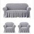 Huse Elastice si Creponate cu Volan, Canapea 3 Persoane + 2 Huse Fotolii, Gri, HCVF-006