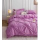 Lenjerie pat dublu finet 6 piese cu pliuri, inimioare și broderie-lila, LIB-026 Lenjerii cu Pliuri