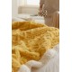 Patura Cocolino cu Blanita, Model Tricotat, Pat 2 Persoane, 200x230 cm, Galben, PCT-006 Patura cu Blanita tip Tricotaj