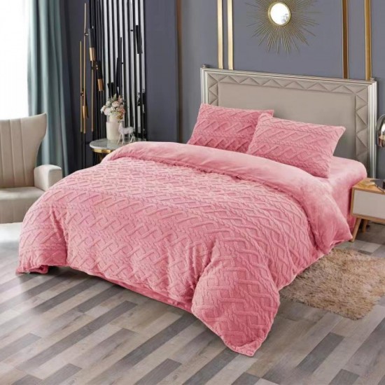Set Lenjerie Pat Dublu 4 Piese Croșetată Roz – Super Elegant, LCT-001 Lenjerii Cocolino tip Tricotaj
