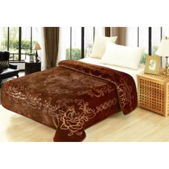 Patura Cocolino dubla si pufoasa perfecta pentru sezonul rece 200 x 230 cm, Maro, PCDU-008 Paturi cocolino 4 kg