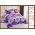 Cuvertura pat dublu din Bumbac Finet, 5 pierse, Mov-Lila, flori, ESC-115